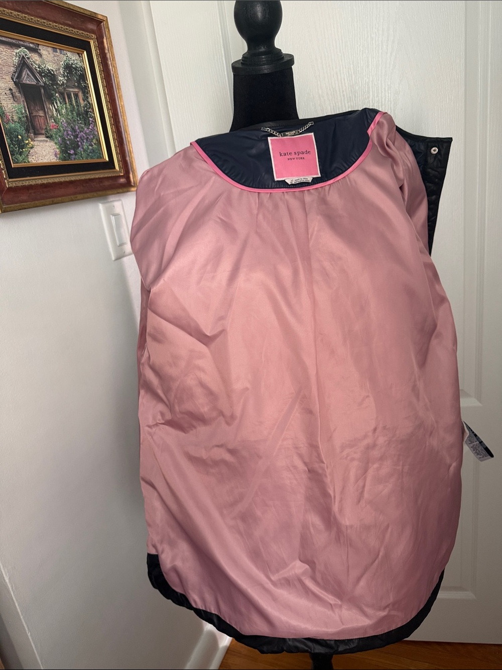 kate spade Two-Tone Navy and Black Quilted Puffer Jacket - Picture 7 of 11